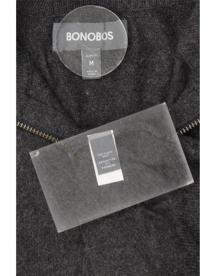 BONOBOS Pulover pentru bărbați, cu fermoar, cu gât, bumbac, gri mediu