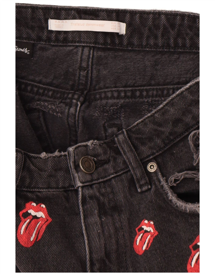 Pantaloni scurți din denim învechit pentru femei Zara EU 40 Medium W30 Negru