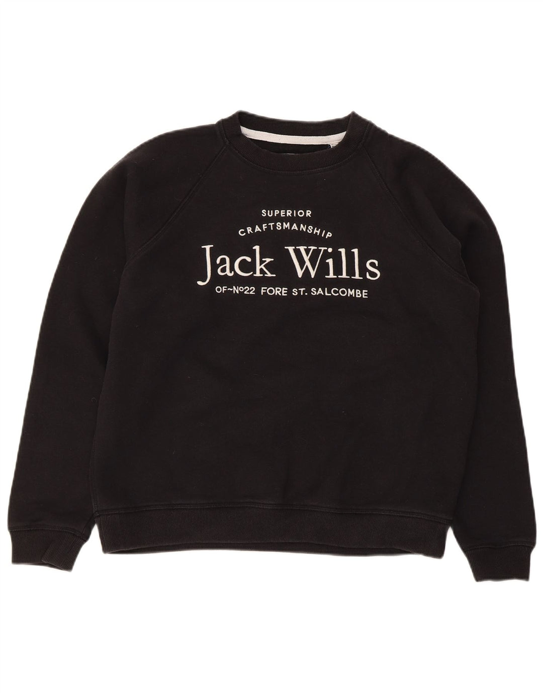 Jack Wills Pulover cu grafic pentru femei UK 12 Bumbac mediu negru