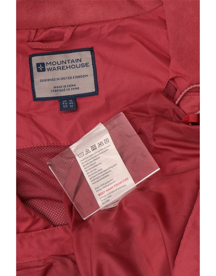 Jachetă de ploaie cu glugă pentru femei Mountain Warehouse UK 16, mare, roz, poliester