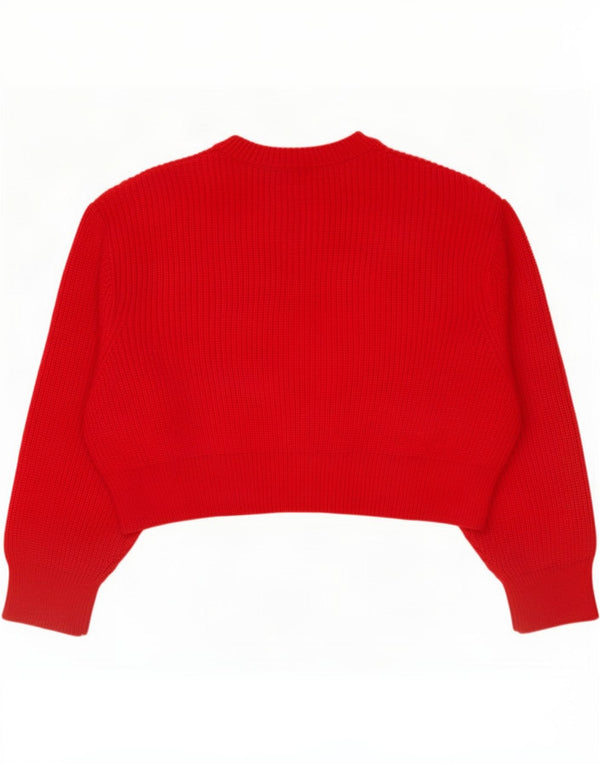 Pulover de damă Zara Crop oversized cu gât de barcă UK 14 Medium Red