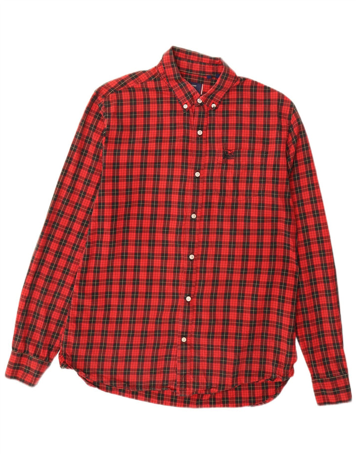 Cămașă de flanel pentru bărbați Superdry, bumbac cu carouri roșii mari