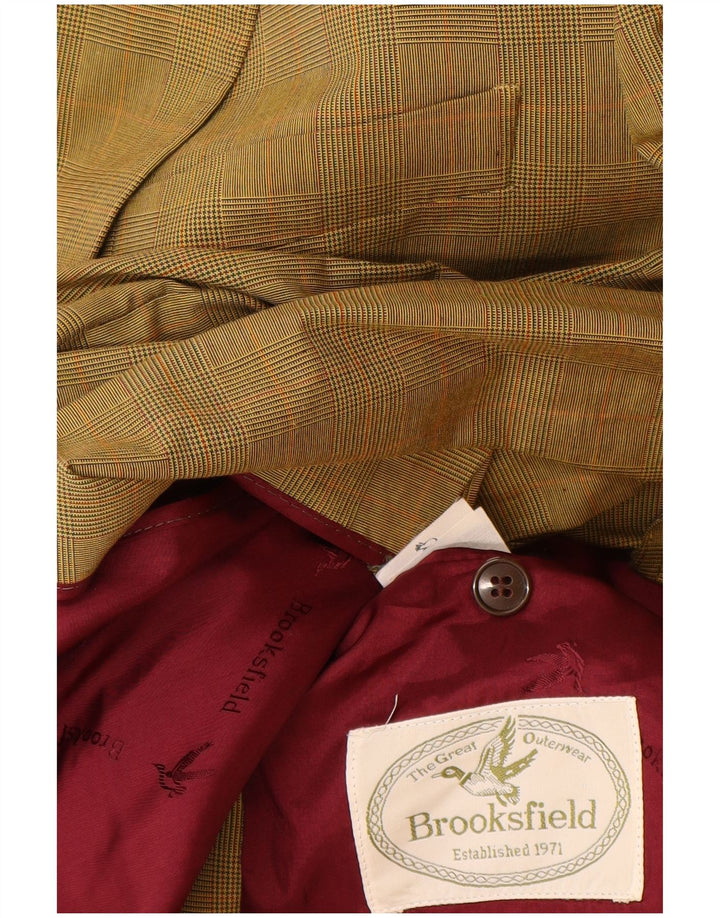 BROOKSFIELD Mens 2 Button Blazer Jacket IT 52 XL Yellow Check Cotton