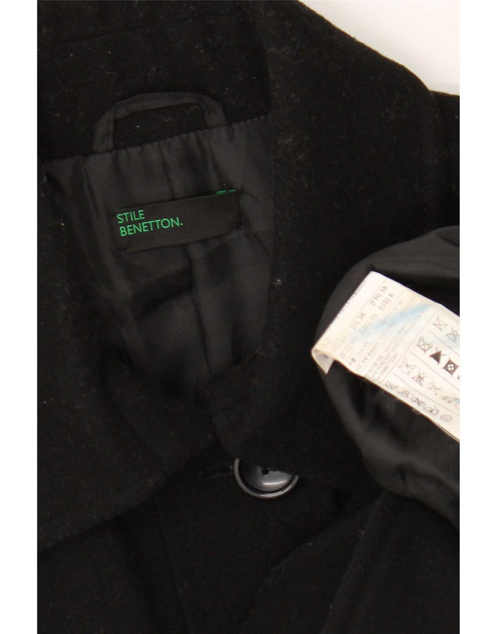 Pardesiu pentru femei Benetton UK 10, lână neagră mică