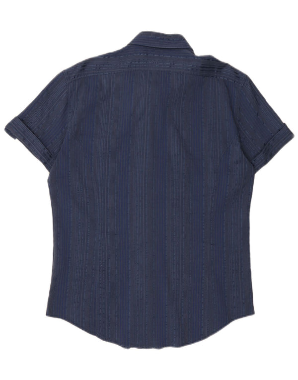 Cămașă cu mânecă scurtă pentru femei Naracamicie UK 18 XL, bumbac cu dungi bleumarin