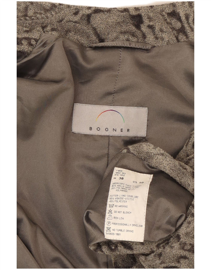 Jachetă pentru femei BOGNER cu 5 nasturi US 10, lână mare, gri cachetă