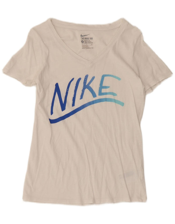 Tricou grafic Nike pentru femei Athletic Cut Top UK 10 Bumbac alb mic