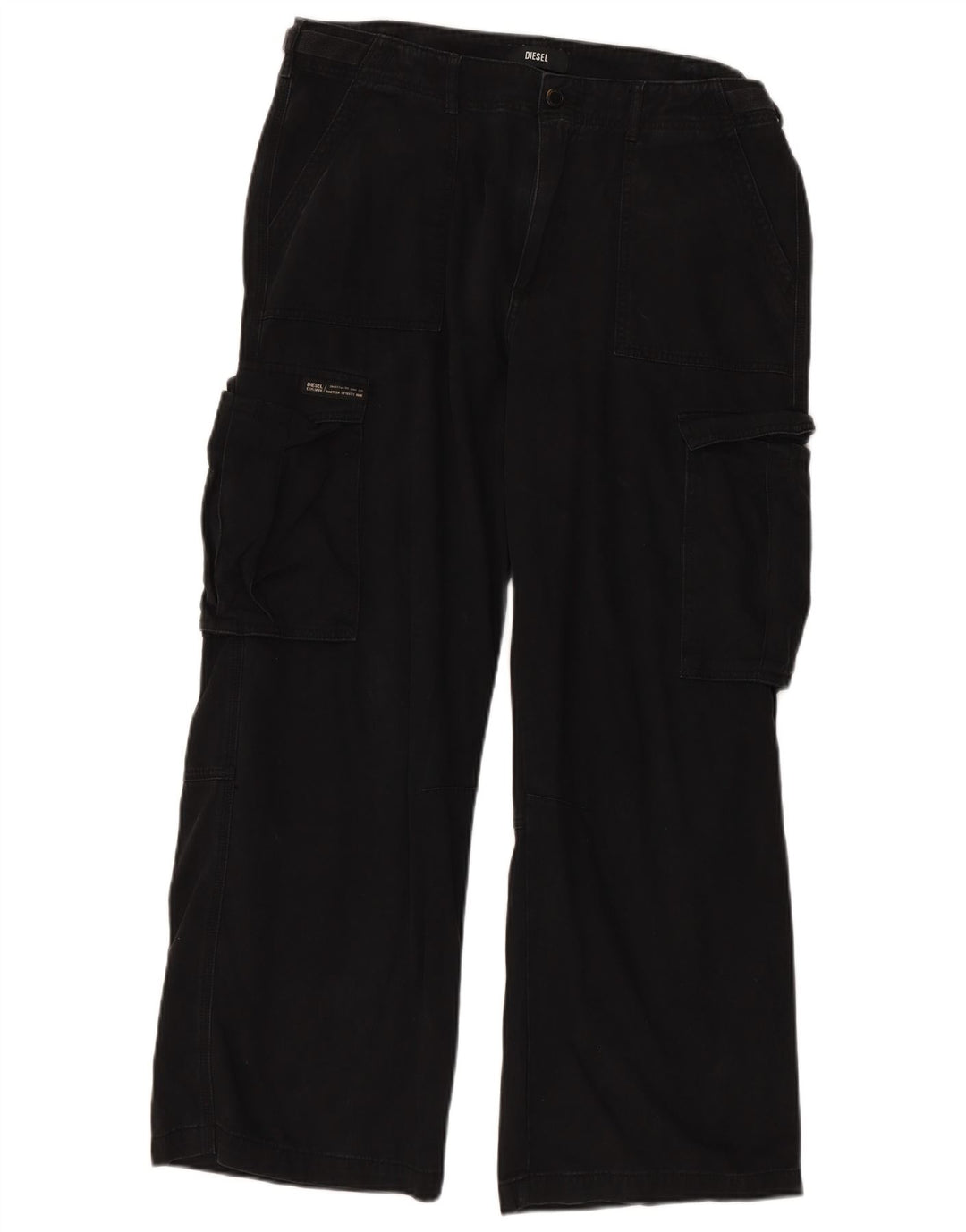 DIESEL Pantaloni cargo drepti pentru femei US 16 2XL W36 L30 bumbac negru