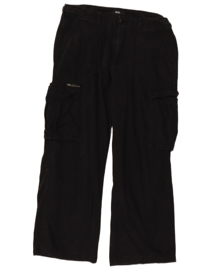 DIESEL Pantaloni cargo drepti pentru femei US 16 2XL W36 L30 bumbac negru