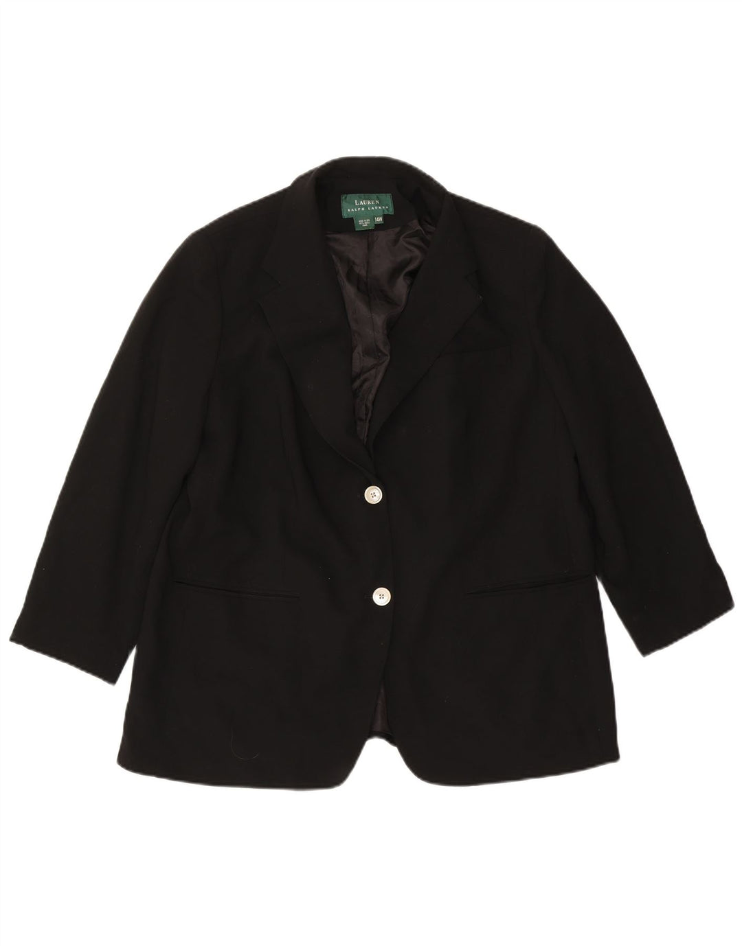 Jachetă pentru femei Ralph Lauren, cu 2 nasturi, lână neagră US 14 XL