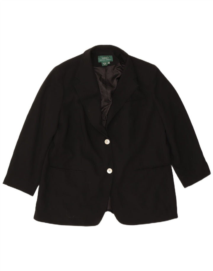 Jachetă pentru femei Ralph Lauren, cu 2 nasturi, lână neagră US 14 XL