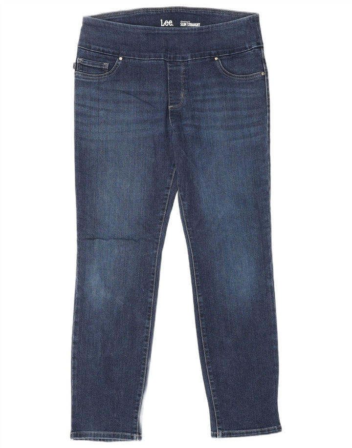 Blugi drepti cu talie înaltă LEE pentru femei, cu formă slăbită, US 12 mare W30 L27 Albastru