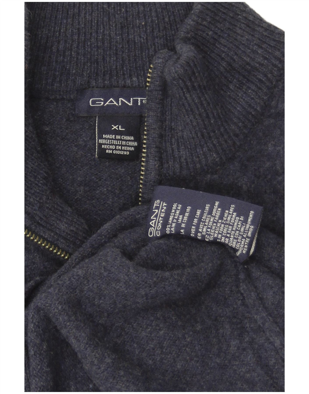 Pulover cardigan pentru bărbați Gant, XL, bleumarin, lână de miel