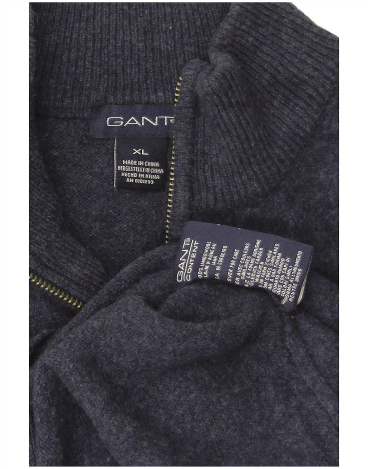 Pulover cardigan pentru bărbați Gant, XL, bleumarin, lână de miel