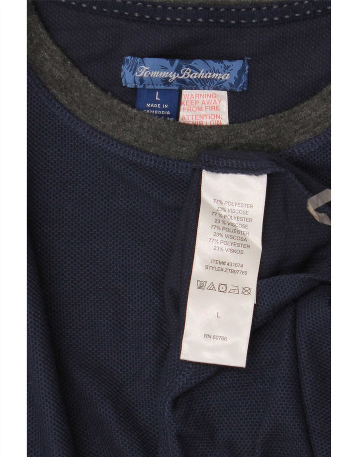 Top pentru bărbați Tommy Bahama cu mânecă lungă, mare, bleumarin, poliester color bloc