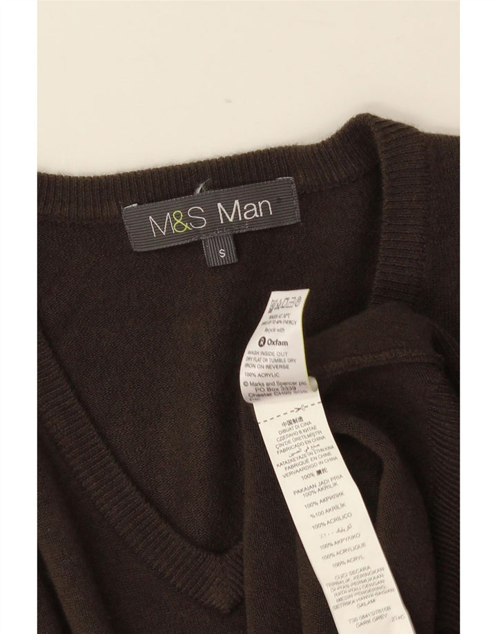 MARKS & SPENCER Pulover pentru bărbați cu decolteu în V, mic, gri acrilic