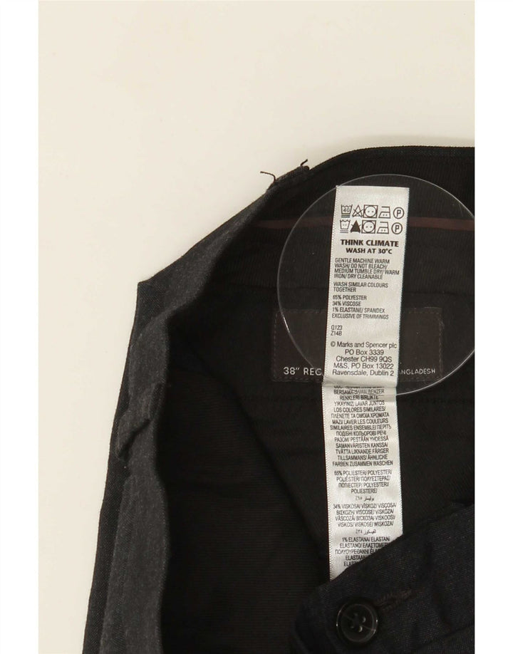 Marks & Spencer Pantaloni de costum slim pentru bărbați L38 L31 poliester gri