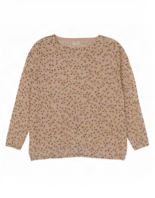 Pulover pentru femei Fat Face cu gât de barcă UK 12 Medium Bej Floral Bumbac