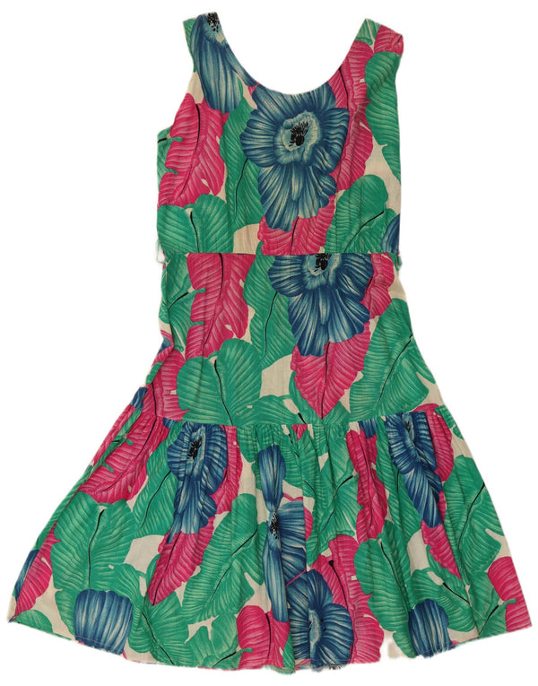 Rochie vintage pentru femei fără mâneci în linie A UK 14 Medium Multicolor Floral