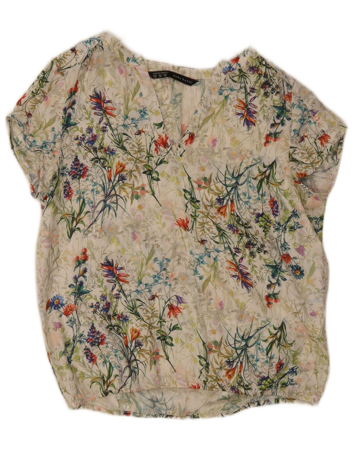 Bluză pentru femei Zara UK 12 Poliester Floral Multicolor Mediu