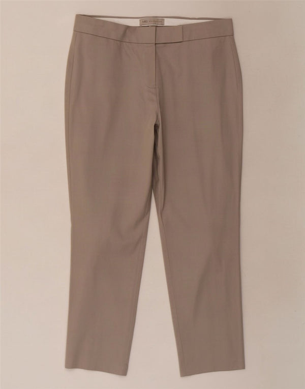 Marks & Spencer Pantaloni de costum crop pentru femei UK 10 Small W27 L23 Bej Bumbac