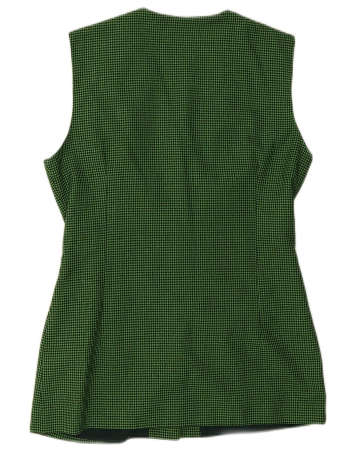 Blazer Vintage pentru femei fără mâneci UK 12 Medium Green Houndstooth