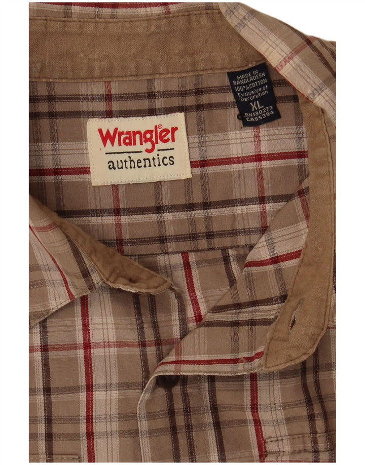Cămașă pentru bărbați Wrangler XL, bumbac cu carouri bej