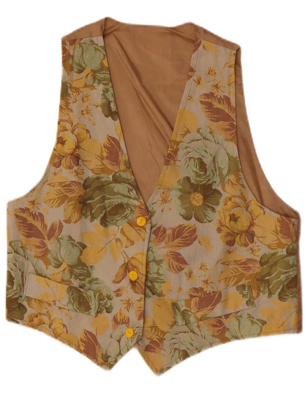 Vestă vintage pentru femei UK 12 Medium Brown Floral
