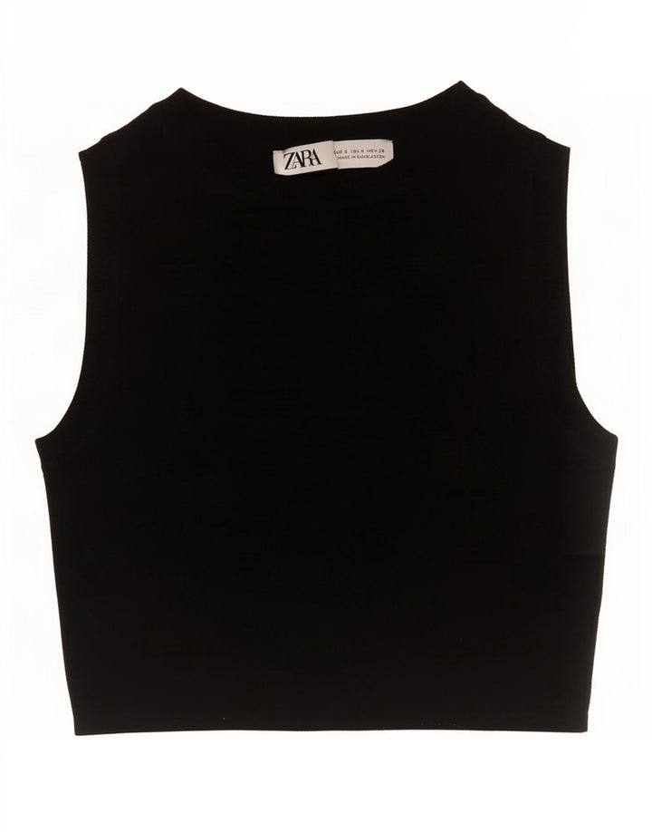 Vestă Crop Top pentru femei Zara UK 8 Small Black Viscose