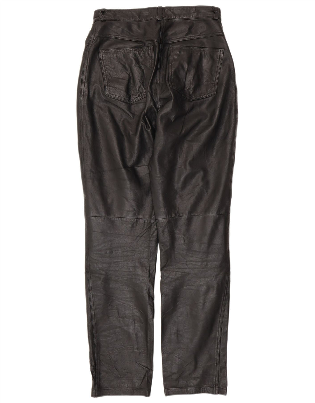 Pantaloni de piele conici pentru femei VINTAGE UK 10 Small W28 L30 Piele neagră