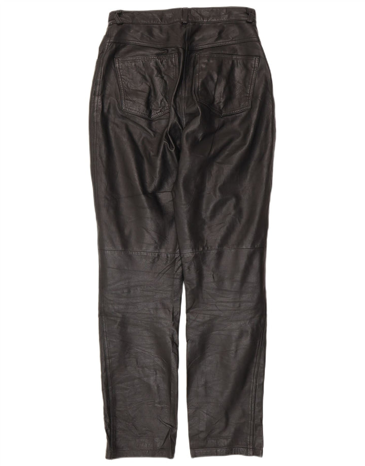 Pantaloni de piele conici pentru femei VINTAGE UK 10 Small W28 L30 Piele neagră