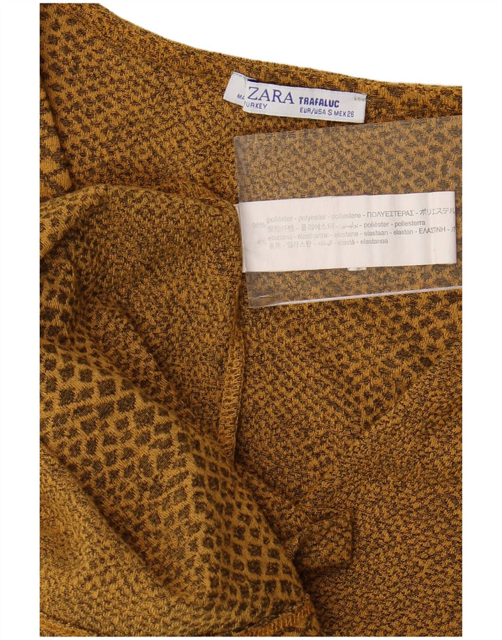 Rochie bodycon cu mâneci lungi ZARA pentru femei UK 8 mic galben cu imprimeu animal