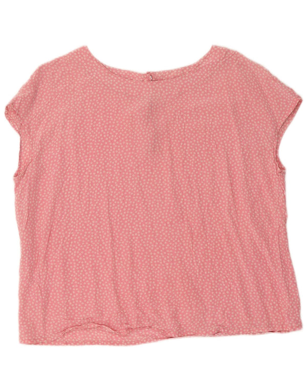Vintage Womens Blouse Top UK 14 Large Pink Polka Dot Silk