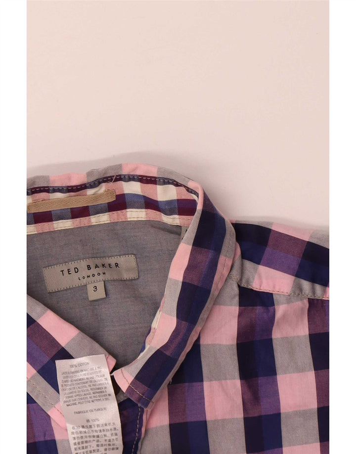 Cămașă cu mânecă scurtă pentru bărbați Ted Baker, mărimea 3, bumbac cu carouri, multicoloră, medie