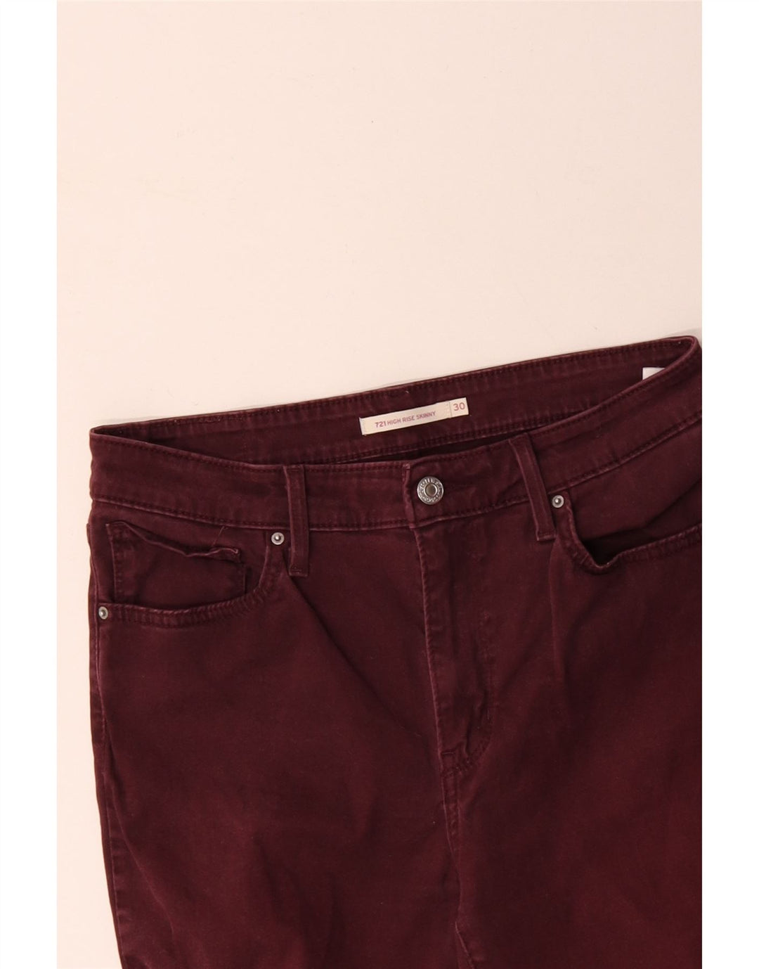 Blugi skinny cu talie înaltă pentru femei LEVI'S 721 W30 L29 bumbac burgundy