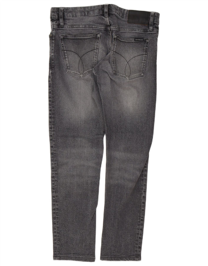 CALVIN KLEIN Blugi drepti pentru bărbați W32 L28 bumbac gri