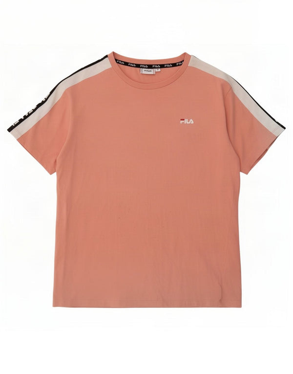 Tricou cu grafic Fila pentru femei Top UK 14 Medium Pink Colorblock Bumbac