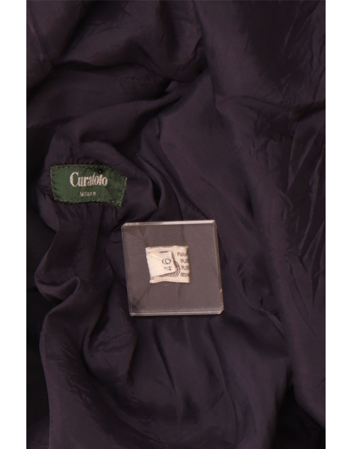 Jachetă pentru femei VINTAGE cu 3 nasturi IT 46 Lână mare albastru bleumarin