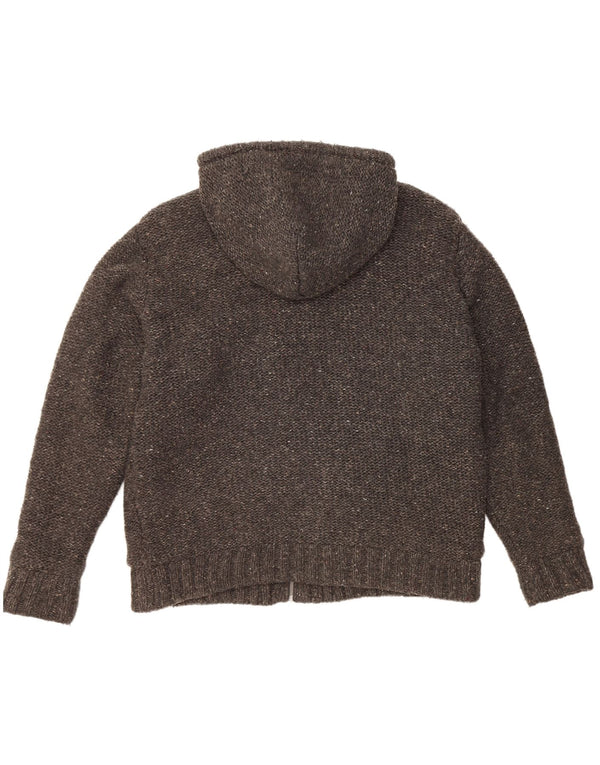 AUTHENTIC Pulover cardigan Sherpa pentru bărbați, cu glugă, 2XL, gri acrilic cu pete