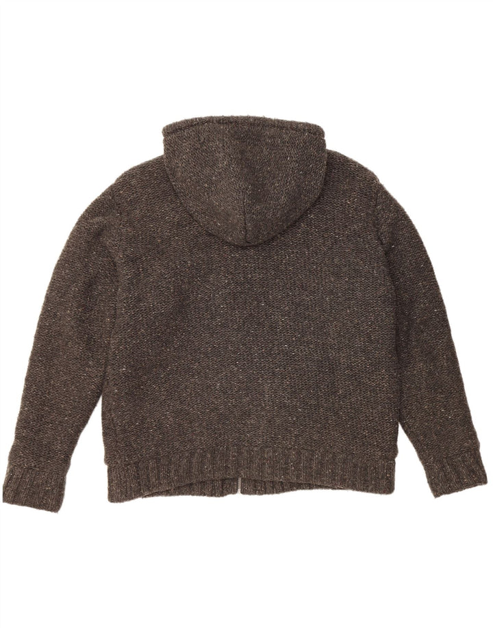 AUTHENTIC Pulover cardigan Sherpa pentru bărbați, cu glugă, 2XL, gri acrilic cu pete