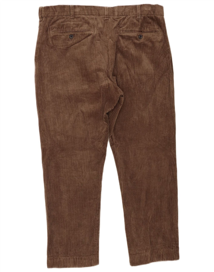 Marks & Spencer Pantaloni obișnuiți pentru bărbați din velur, L38 L28, bumbac maro