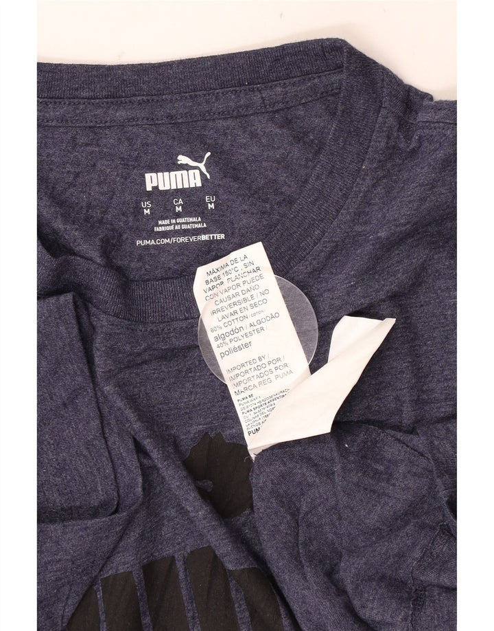 Tricou cu grafic Puma pentru bărbați Top mediu din bumbac pete albastru bleumarin