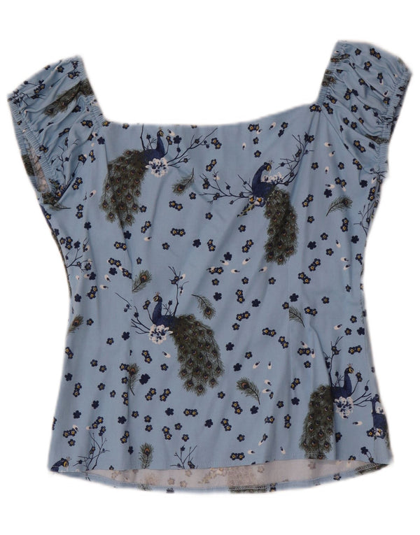 Bluză pentru femei Collectif Crop Top UK 14 Medium Blue Animal Print Bumbac