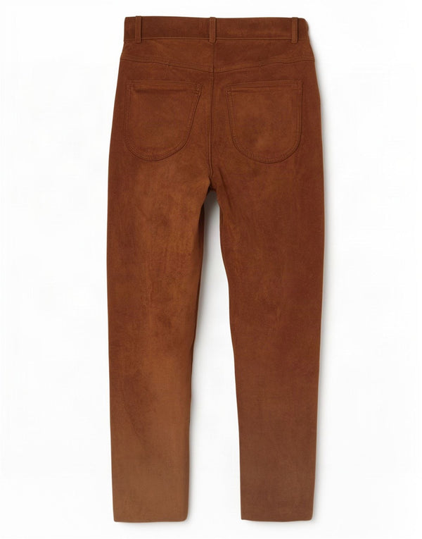 Pantaloni slim din piele intoarsa pentru femei Jones EU 36 Mici W26 L28 piele maro