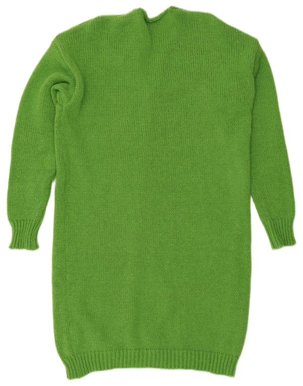 Pulover cardigan deschis cu paragate vintage pentru femei UK 14 Poliester verde mediu
