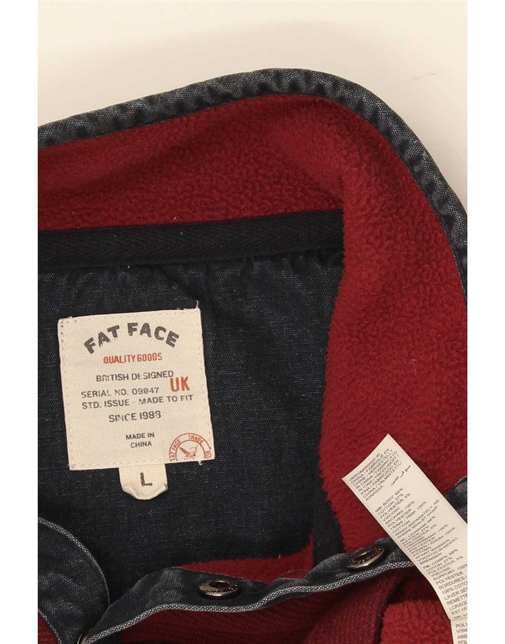 Fat Face Bărbați Buton Gâtul Hanorac Pulover Mare Bumbac Burgundy