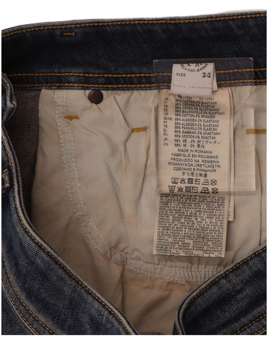 DIESEL Blugi skinny învechiți pentru bărbați W34 L35 Bumbac albastru