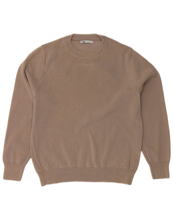 Pulover pentru damă ZARA cu gât roșu, bumbac, gri mediu, UK 14