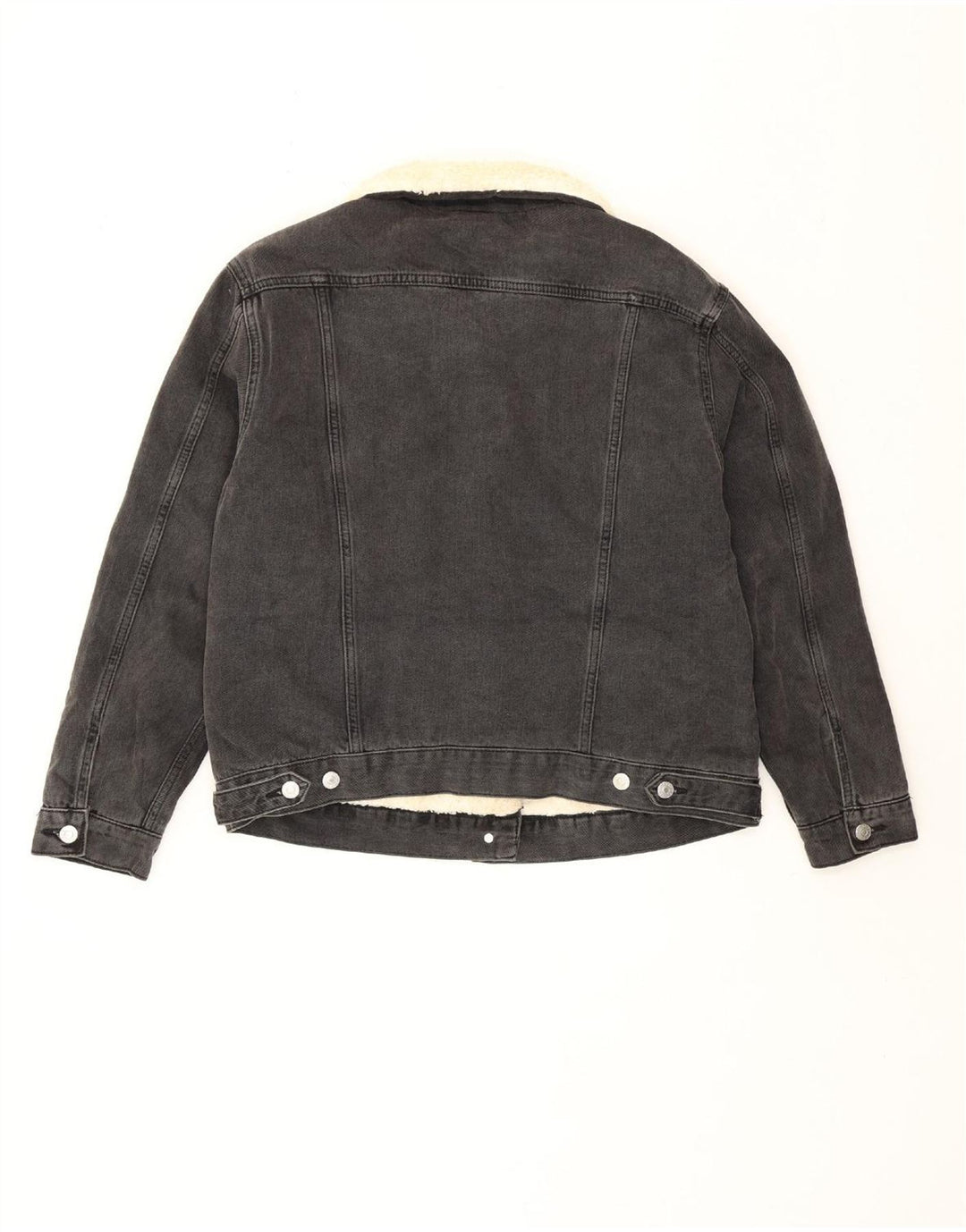 Jachetă de blugi Sherpa Topshop pentru femei UK 12, bumbac gri mediu