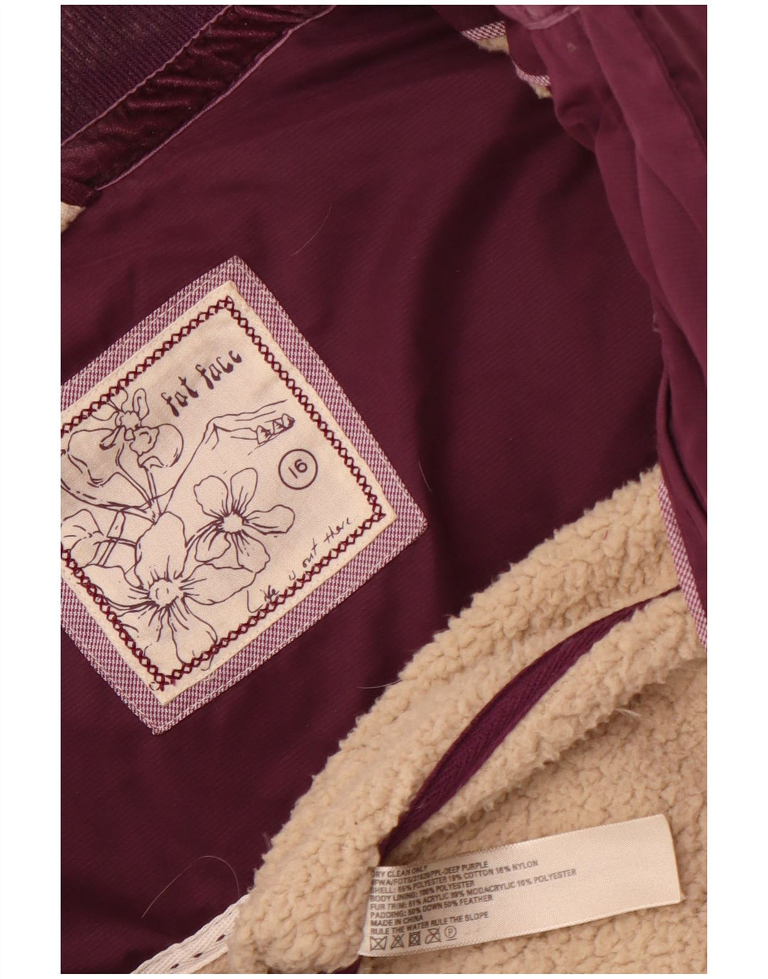 Gilet căptușit pentru femei Fat Face UK 16 Poliester violet mare